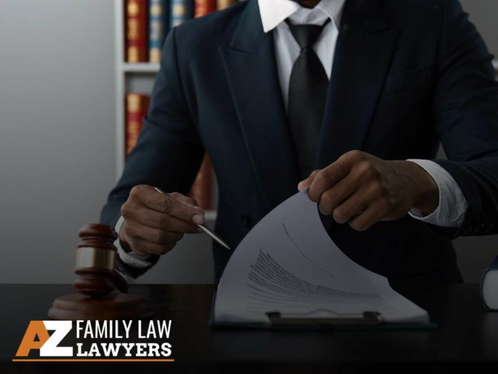 Lawyer reviewing documents related to a Protective Order case.